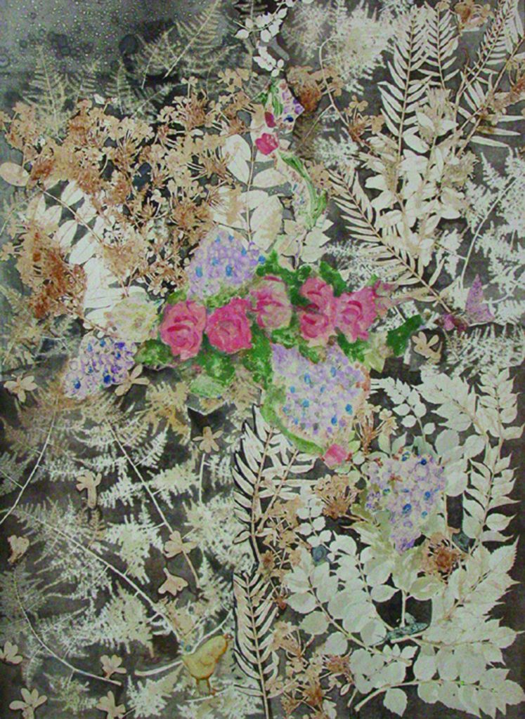 Secret garden 1, collage, 100^70, oil on paper, 2002